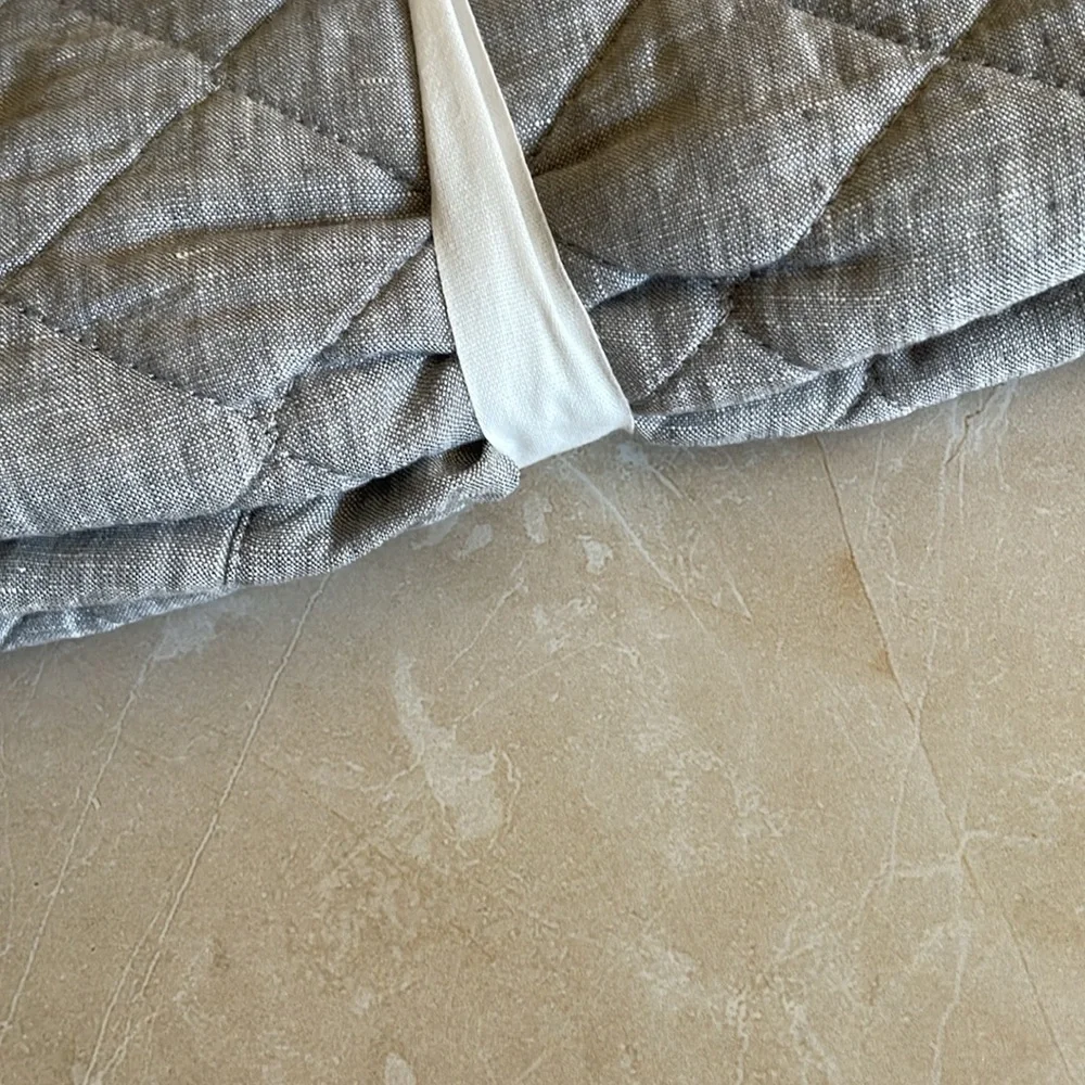 Pottery Barn Belgian Flax Linen Diamond Sham King Flagstone, NWT